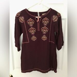 Peek girls Burgundy Embroidered dress